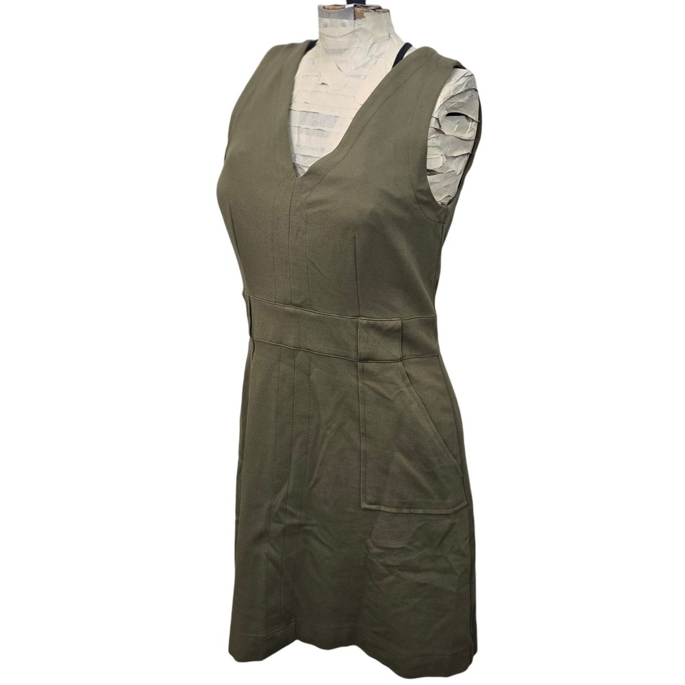 Harve Benard Womens S Dress Olive Green Sleeveless V-Neck Utility Pockets‎ Ponte